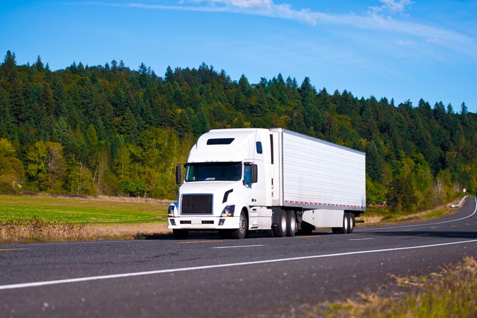 All white Semi truck